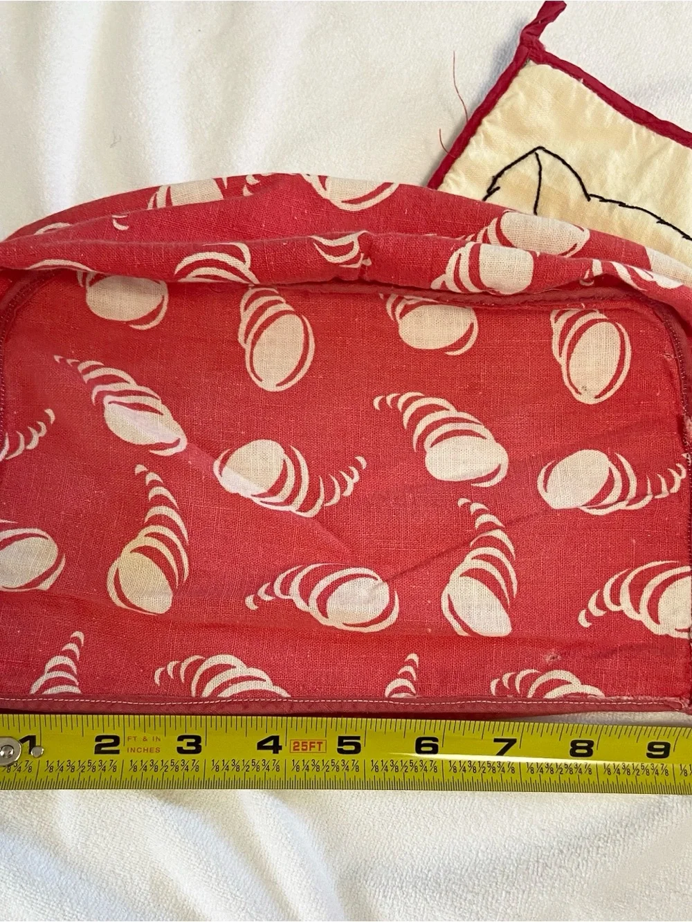 Vintage Handmade Red Kitchen Toaster Cover and Cute Kitten Potholder